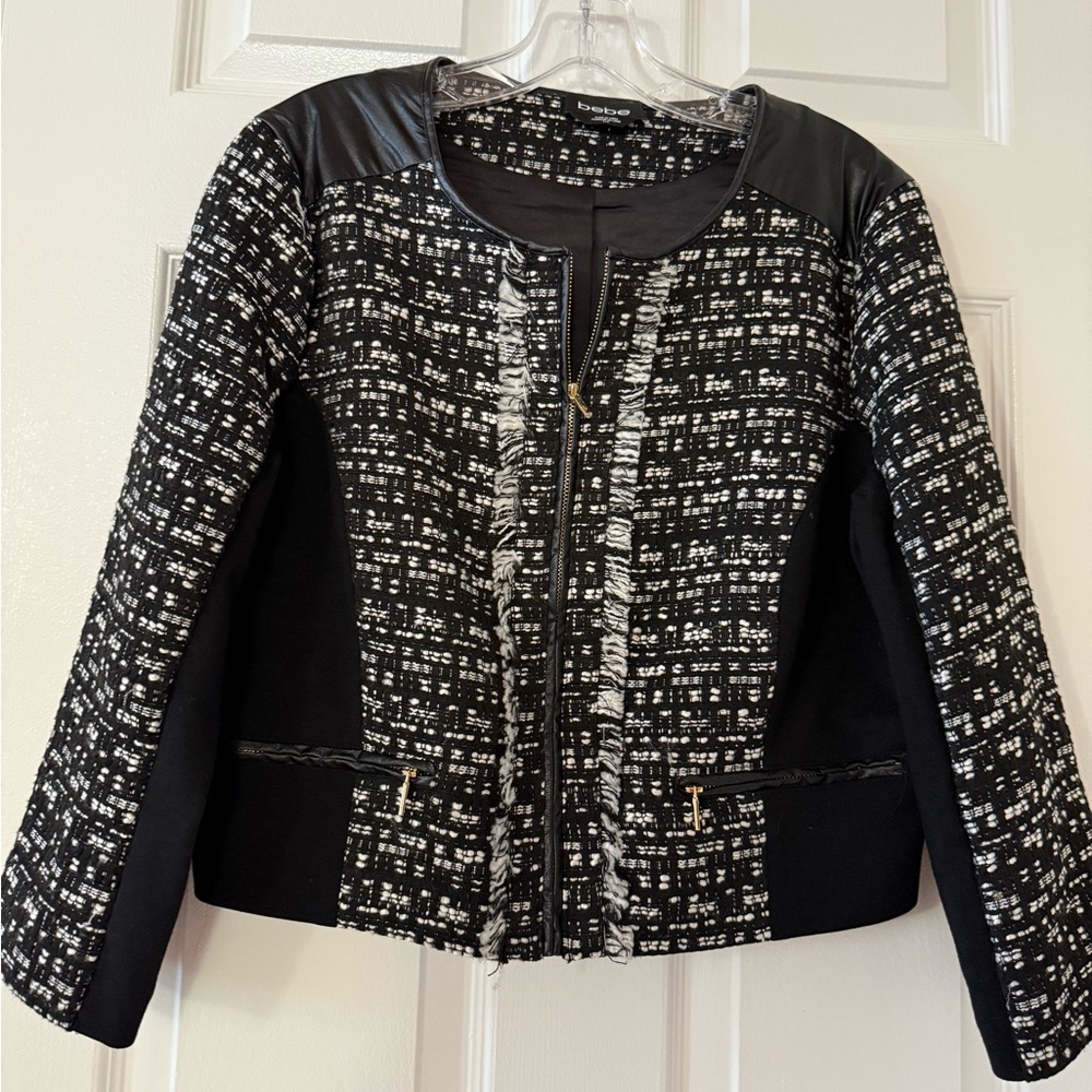 bebe Black and White Tweed Blazer